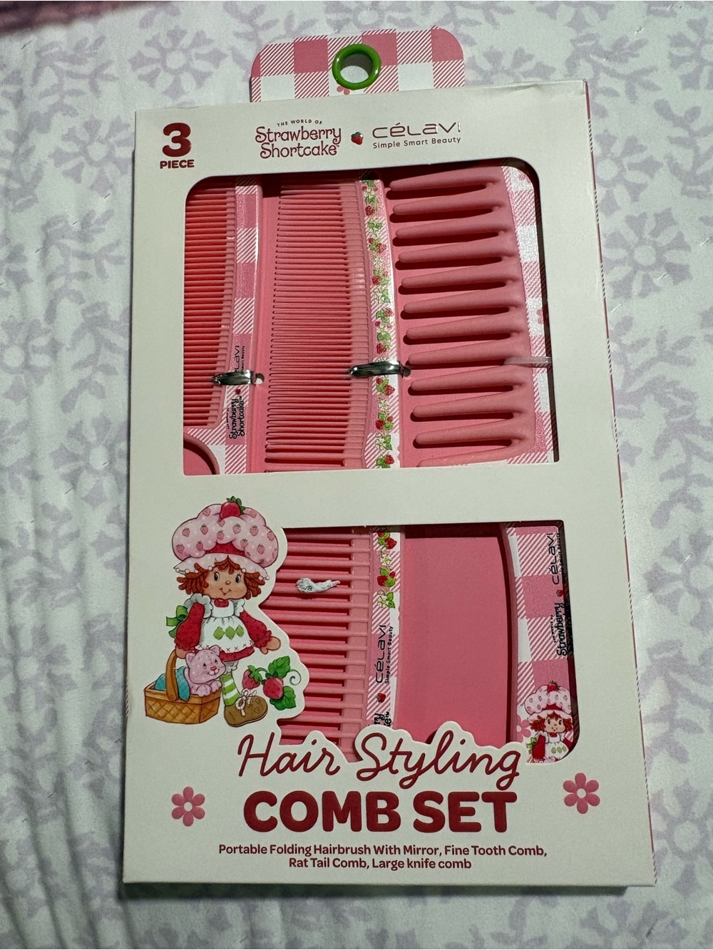 Strawberry Shortcake Pink 3-Piece Hair Styling Comb Set